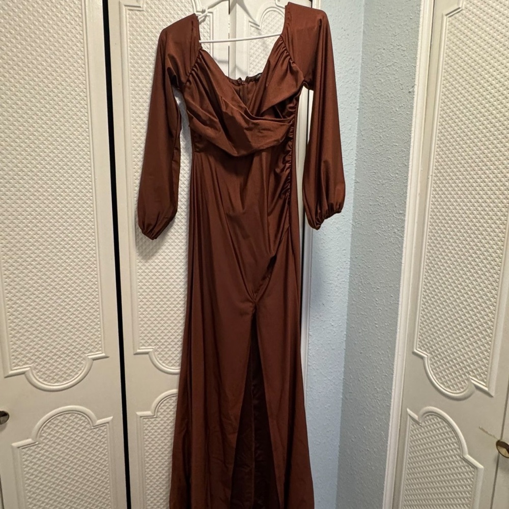 Fashion Nova Chocolate Long Sleeve Dress